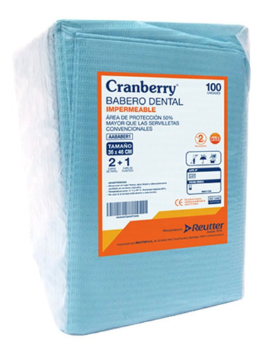 Babero Desechable Azul Cranberry Bolsa X 100 Unidades