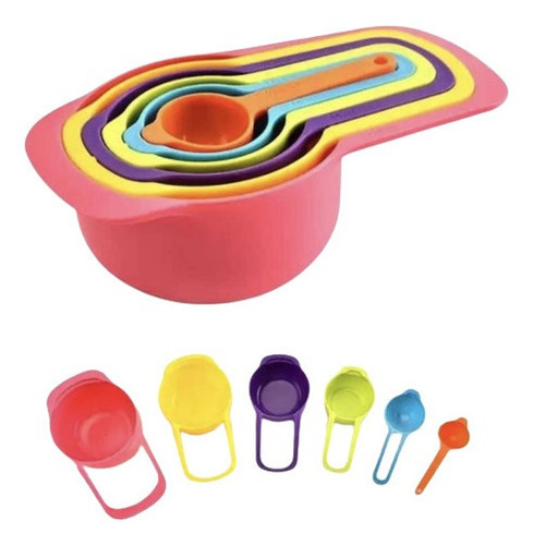 Set 6 Cucharas Tazas Plus Gourmet 6 Capacidades Medidoras Color del mango Multicolor