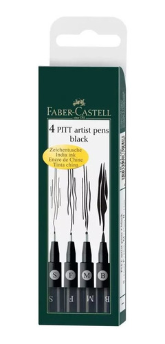 Marcadores Rotulador Faber Castell Pitt Artist Pen Negro X 4