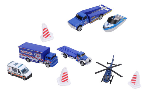 Juego De 6 Juguetes Blue Emergency Playset Para Coche De Bom