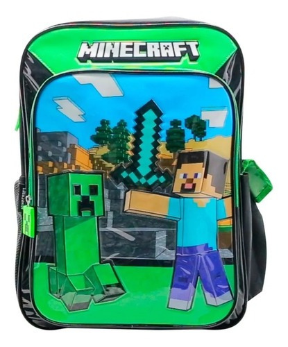 Mochila Espalda Minecraft 18 Pulgadas Cresko Mi108 Color Verde