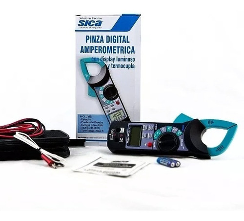 Pinza Amperométrica Sica Digital Con Display Y Termocupla