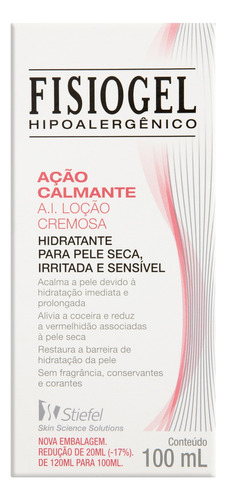  Loção A.I. Creme sem Fragrância Fisiogel Ação Calmante Caixa 100ml