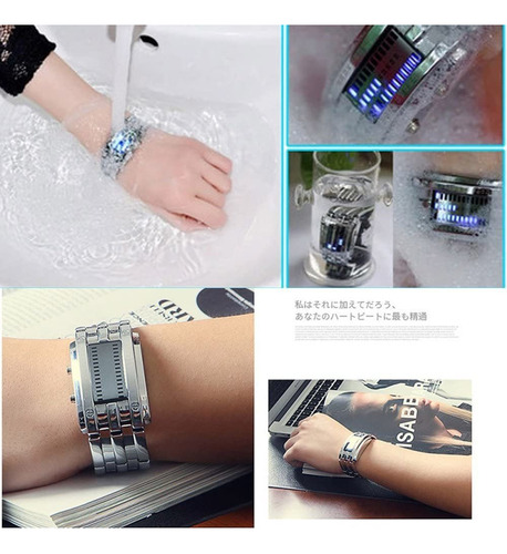 - Reloj Electrónico Binario Con Luz Led Azul For Hombre