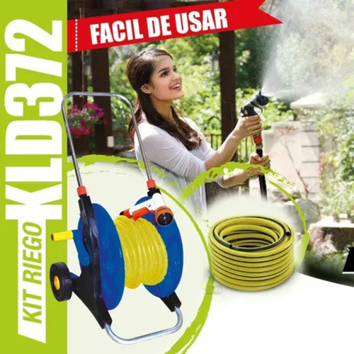 Manguera Con Carretel Enrollador De Riego 20 Mts Kld