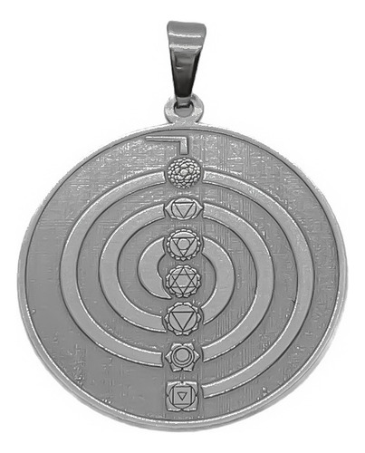 Dije Chokurei Reiki 7 Chacras Acero Gris