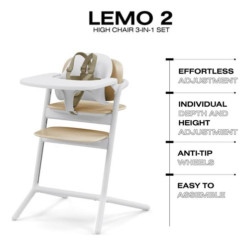 Cybex Lemo High Chair 3-in-1 Set Con Set De Bebé + Bandeja Y