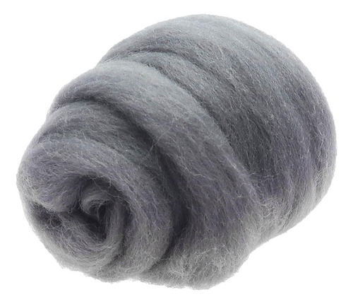 Hwa Fibra De Lana For Hilar A Mano, 10 G, For Muñeca Gris