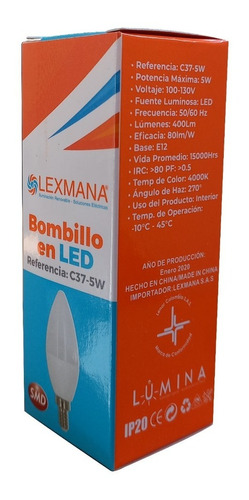 Bombillo Vela E12 Led Luz Cálida X 10 Unidades