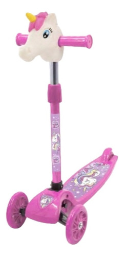 Monopatin Plegable Infantil Regulable 5 Alturas Unicornio Color Rosa