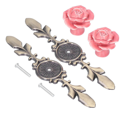 Juego De 2 Pomos For Armario De Cerámica Con Forma De Flor