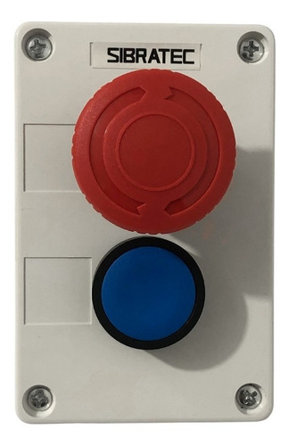 Botoeira 2 Furos 22mm Azul Para Reset Com Emergência