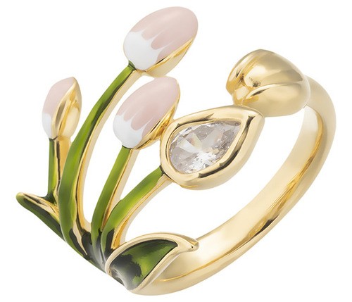 Anillo Abierto Tulipán Con Flor Que Gotea Aceite For Mujer