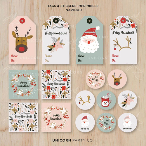 Kit Imprimible Etiquetas Navidad - Tags Stickers Navideños