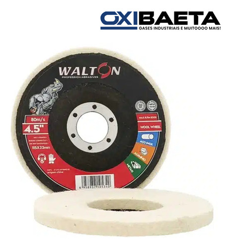 Disco De Polimento Feltro Lã 4. 1/2 Polir Inox Walton