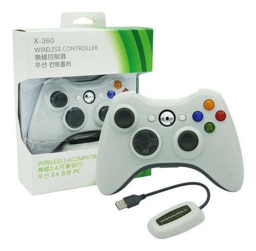 Joystick Inalambrico Xbox 360 Con Receptor Usb De Pc Blanco