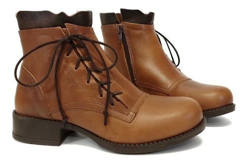 Imagem 1 de 3 de Bota Coturno Rikastore Feminina Em Couro