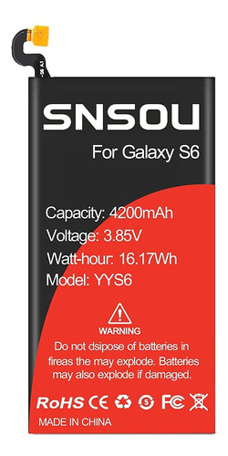 Snsou - Batería De Repuesto Para Samsung Galaxy S6 Sm-g920 G