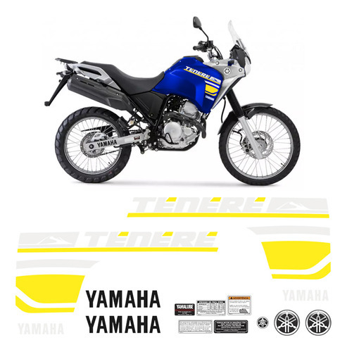 Adesivo Moto Yamaha Tenere 250 2018 Faixa Amarela + Emblemas