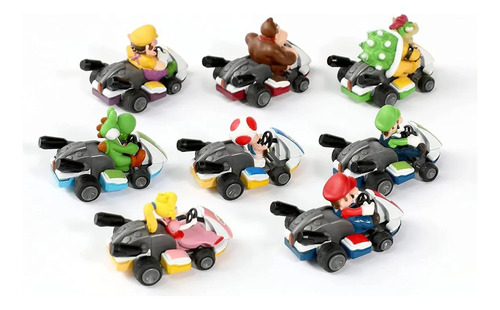 8pcs Mario Bros Auto Mario Kart A Fricción/personajes