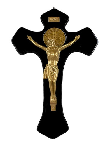 Crucifijo De Pared, San Benito, Cruz De Madera, Cristo 