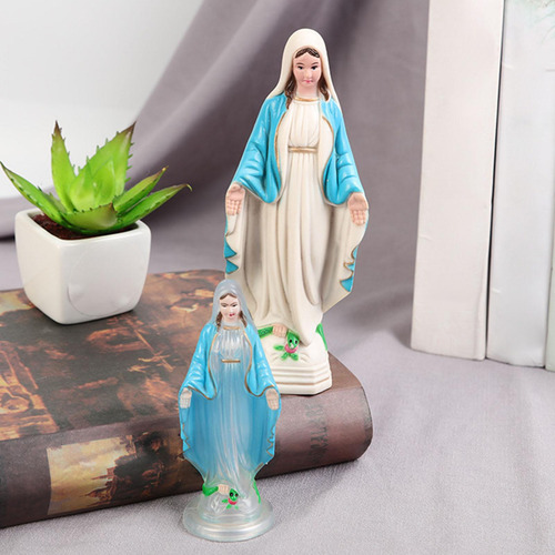 Madre Virgen María Estatuilla 10cm Abrigo Azul Claro