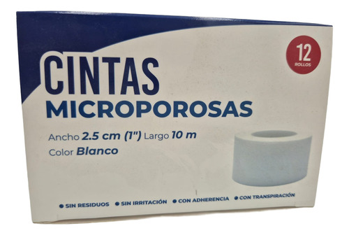 Cinta Microporosa 2.5 Cm X 10 Mts Color Blanco