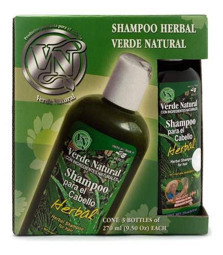 Shampoo Herbal Anti Caída Verde Natural.