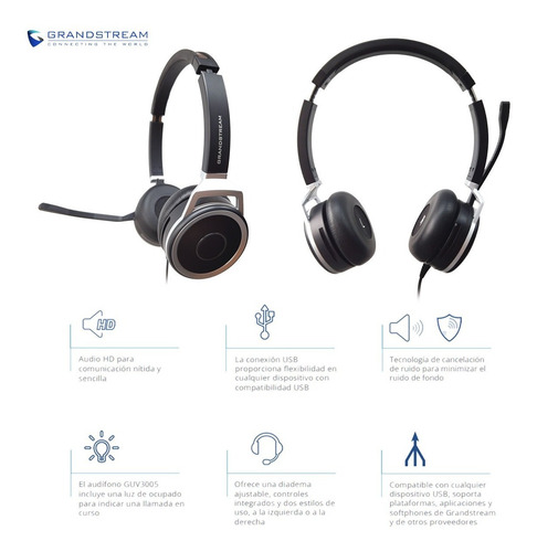 Auricular Headset Grandstream Guv3005 Usb Cancelación Ruido