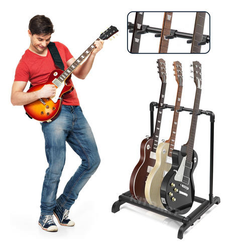 Atril Base Tripie Para 3 Guitarras Stand Bajos Portatil