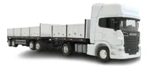 Comprar Camión 1\u002F64 Scania Welly Toyplay  Chasis Y Acoplado 4 Ejes Blanco