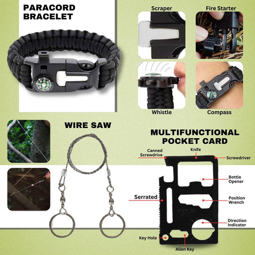 Kit De Supervivencia 28 Piezas Equipo Táctico Camping Aventu