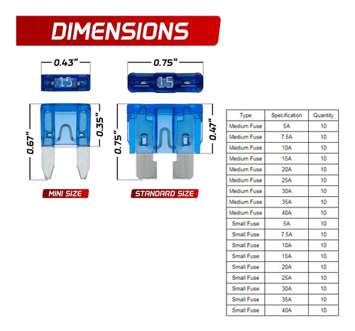 Fusible Para Cuchillas De Coche, 180 Unidades, Fusibles Auto