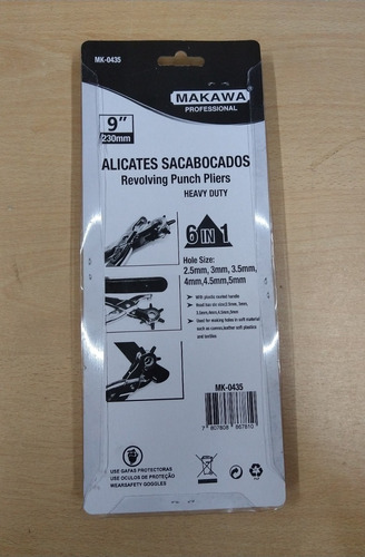 Alicate Sacabocado Medida 2.5mm,3mm,3.5mm,4mm,4.5mm 5.mm. 