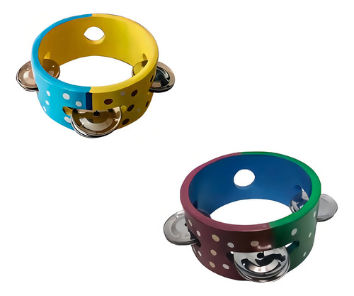 Pandero 5 Pulgadas De Colores Diseño Infantil De Madera