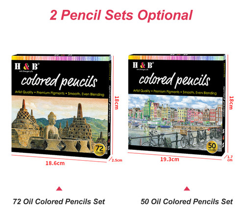 Set De Lápices Artist Pencils H&b, 50 Colores, Preafilados