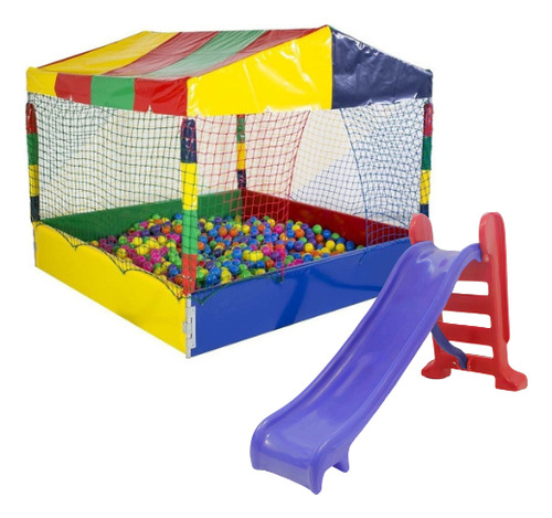 Piscina De Bolinhas Infantil 1,50m Com Escorregador