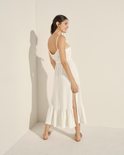 Imagen 2 de 6 de Vestido System Lino Michigan Liso Cuello Descubierto - Mujer