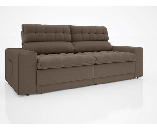 Imagem 8 de 12 de Sofá Omega Retrátil E Reclinável Velosuede Marrom 2,30m (l)