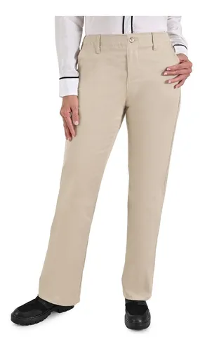 Pantalones Dama De Vestir S/pinzas Casual De Gabardina