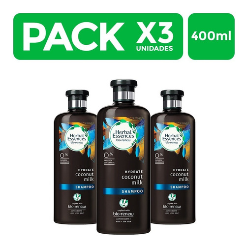 Pack X3 Herbal Essence Shampo Coconut Milk 400ml