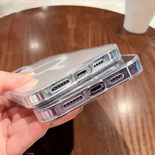 For Magesafe Magnetic Transparent Wireless Charge Case For iPhone 11 12 13 14 15 16 Pro Max Plus Mini X 7 8 Shockproof
