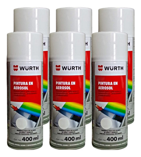 Set 06un Pintura Esmalte Spray Wurth Blanco  Ral 9010