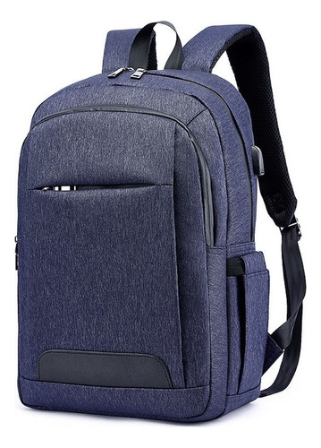 Mochila Impermeável Para Notebook 15.6 Masculina Saída Usb Cor Azul Desenho Do Tecido Liso