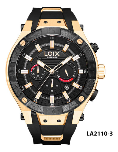 Reloj Hombre Loix® La2110-3 Negro Con Dorado, Tablero Negro