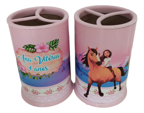 30 Lembrancinhas Porta Lápis Personalizados Spirit Rosa 