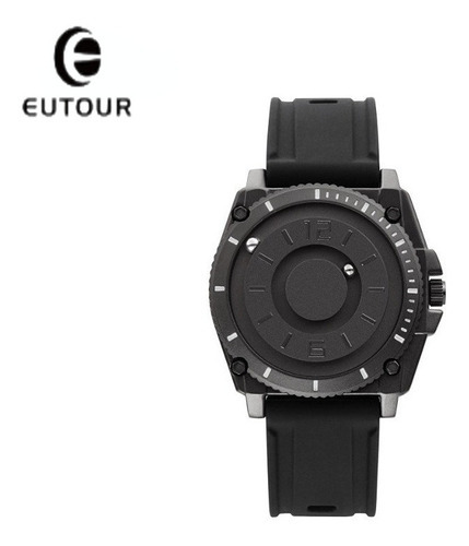 Reloj de pulsera analógico de cuarzo simple e informal de Eutour, color negro