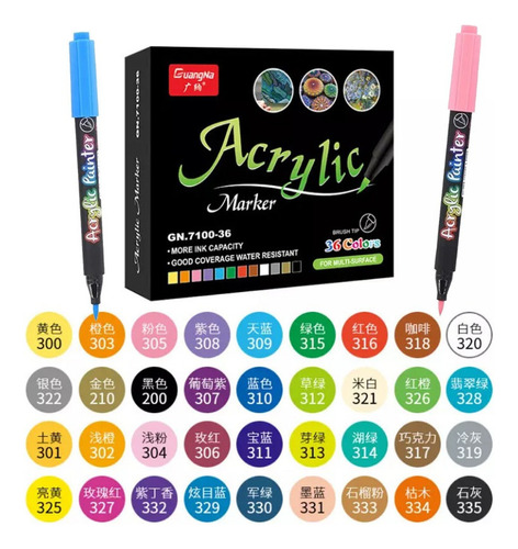 Marcadores Acrílicos 36 Colores Kit De Pintura