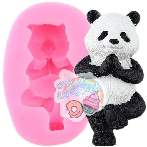* Molde Silicon Oso Panda Yoga Jabon Cupcake Fondant Pasta