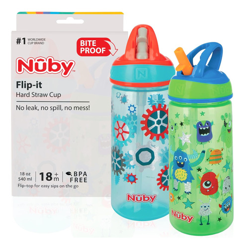 Nuby Paquete De 2 Botellas De Agua Impresas Iridiscentes Fli